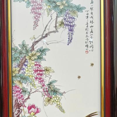 tranh sứ hoạ tiết chim hoa tứ quý
